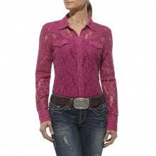 Women's shirts Ariat Western Shirt Womens Danika Lace WICKED BERRY